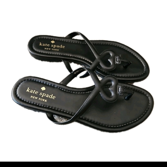 Kate Spade Womens Black Leather Pamela Heart Strap Designer Sandal 6 - Picture 3 of 11
